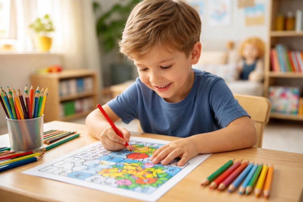 apprenez les additions de manière ludique avec notre coloriage magique, idéal pour allier amusement et apprentissage.