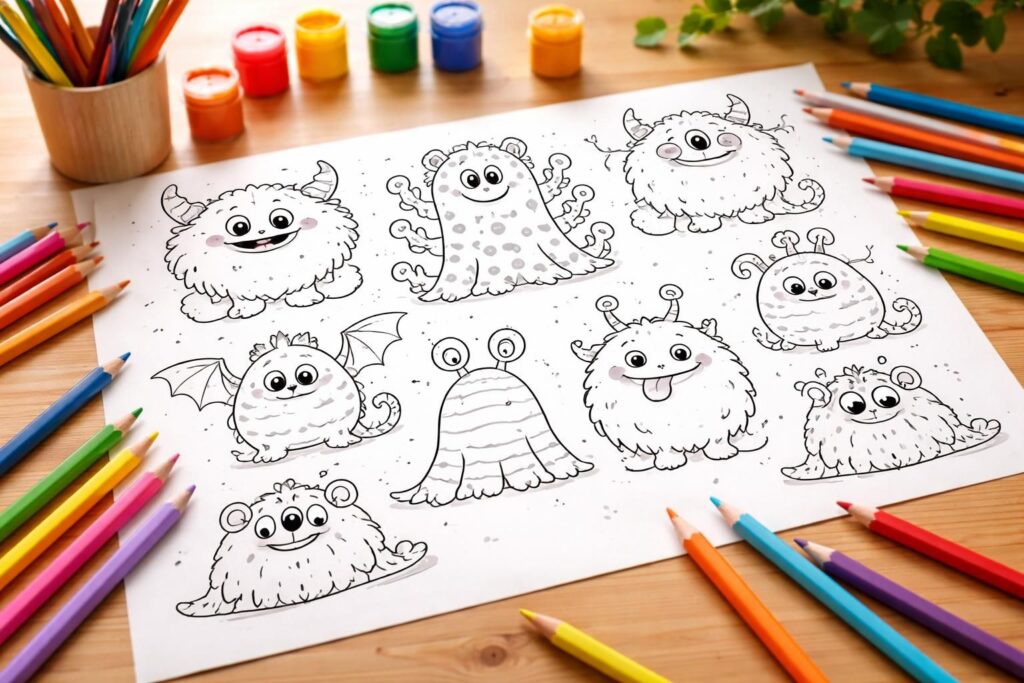 découvrez 'monstres à colorier', une activité amusante et éducative pour apprendre les couleurs tout en développant la créativité des enfants.