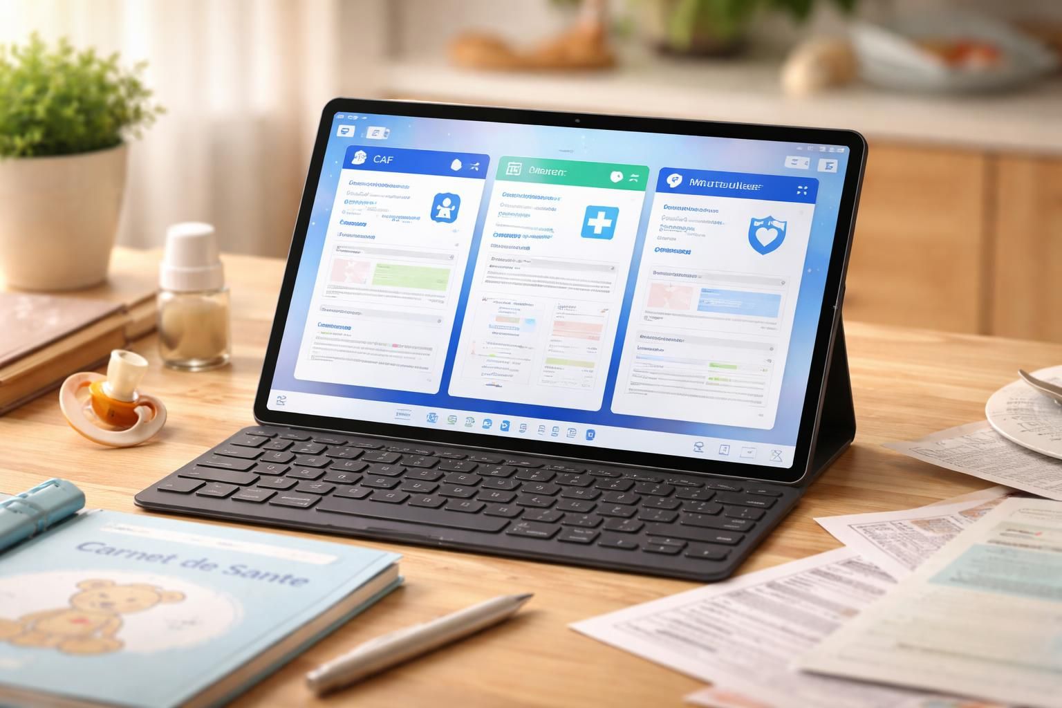 organisez facilement la paperasse de votre bébé avec les services caf, cpam et mutuelle sur votre tablette windows 11. simplifiez vos démarches administratives en quelques clics.